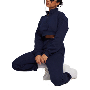 Femmes Logo personnalisé coton cordon Yoga haut à capuche recadrée à capuche pour les sports d'hiver entraînement goutte épaule haut actif - Product Image 5