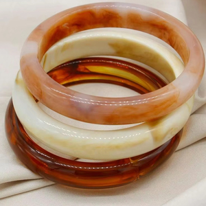 Résine utilisant BANGLE LUXE Bijoux Résine Géométrique Bracelet Cadeau Marbre Ambre Irrégulier Acrylique Bracelet pour Femmes Filles - Product Image 1