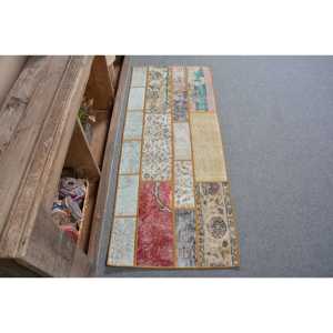 Vintage Turkish Small Rug 2x4.9 ft, <b>Red</b> <b>Wool</b> Rug - Product Image 1