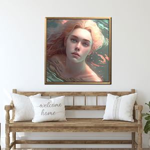 Modern Fantasy <b>Canvas</b> Print: Elegant Woman Artwork for Home Decor,Gold <b>Framed</b> - Product Image 1