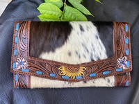 Dompet ukiran tote tangan kopling kulit bulu sapi Multi guna Clutch Bergaya desainer baru kulit Barat untuk wanita