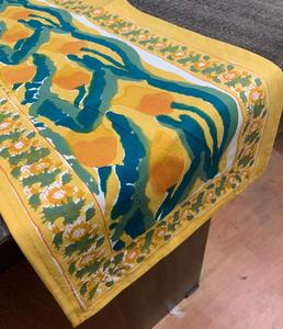 <strong>Indian</strong> High Quality <strong>Block</strong> <strong>Printed</strong> Thicken Cotton Canvas <strong>Fabric</strong> Hand <strong>Block</strong> <strong>Printing</strong> Table Runner for Home Decoration - Product Image 1