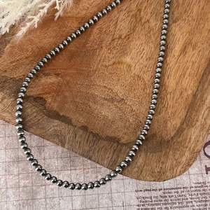 Belles perles en argent sterling 16 pouces collier 4mm en argent sterling enfilé à la main cadeau de bijoux intemporel - Product Image 2