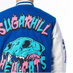 Chaqueta universitaria de béisbol para hombre, chaqueta de lona con cuello levantado, logotipo frontal bordado personalizado, Invierno - Product Image 6