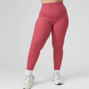 Pantalones de yoga transpirables personalizados de talla grande, cintura alta, estiramiento de glúteos, espalda en V, mallas de gimnasio, bolsillos sólidos, sin costuras, para mujer - Product Image 4