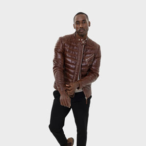 New Arrival Men's Stylish Sheep Leather <b>Racer</b> <b>Jacket</b> Custom Design Embroidery Comfortable Soft Waterproof Breathable Front - Product Image 6