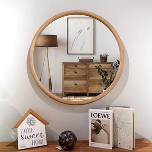 Round Handmade Wooden <b>Frame</b> Mirror with Bone Inlay REHMAN CRAFT - Product Image 1