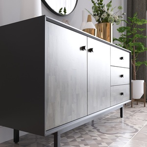 Armoire de présentation minimaliste en bois d'hévéa pour salon 140x35x68cm Meuble de maison KTB68061 - Product Image 6