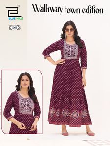 El último vestido indio Anarkali de rayón de 14Kg bordado con cinturón para fiesta de trabajo étnico y ropa para ocasiones especiales para adultos por exportación - Product Image 2