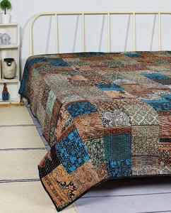 Boho Vintage kantha Sari Patchwork couette couverture à la main Hippie literie couvre-lit Quilting roi reine double taille couvre-lit - Product Image 5