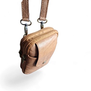 Sac à bandoulière mini en cuir véritable tendance avec pochette à rabat et fermeture éclair, portable, à sangle unique, pour usage quotidien féminin - Product Image 2