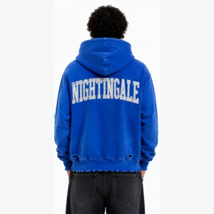 Vintage Letterman Zip Hoodie Distressed Oversized Heavyweight Fleece Graphic Streetwear Heavyweight Unisex Streetwear Hoodie - Product Image 3