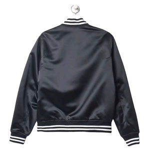 Venta al por mayor de los hombres de satén Varsity chaqueta de invierno con rayas acanaladas dobladillo estilo universitario de béisbol de alta calidad de los hombres de satén Varsity chaqueta - Product Image 2