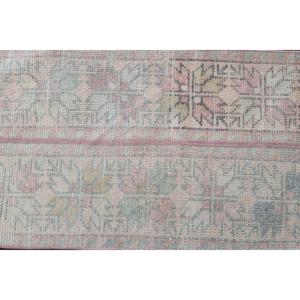 Tapis vintage 1,5x3,8 pieds, gris rose patchwork en laine, tapis turc - Product Image 4