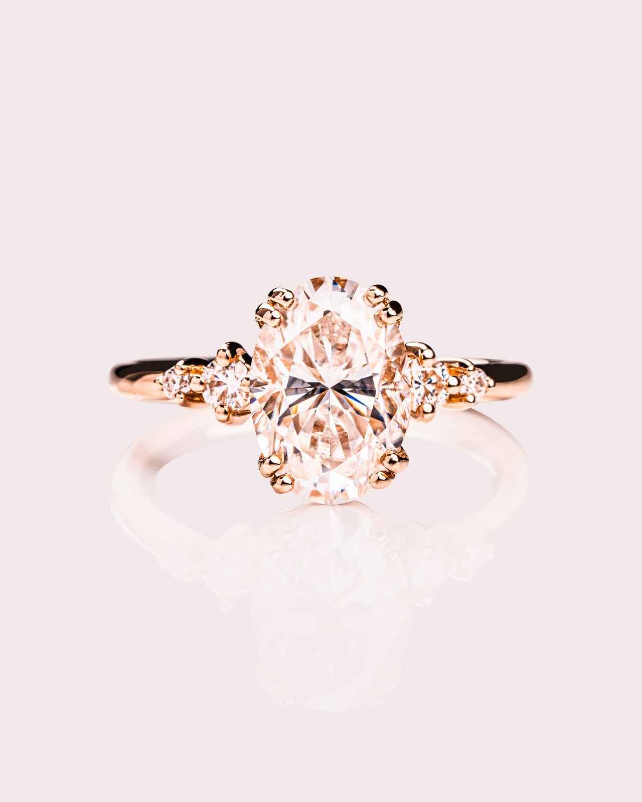 Vintage Oval Cut rose Gold 925 Sterling Sliver Moissanite Ring