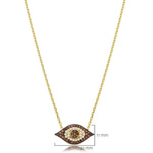 Collar de plata con diseño de ojo turco de piedra marrón, venta al por mayor, joyería de plata de ley 925 hecha a mano, moda para mujer - Product Image 2