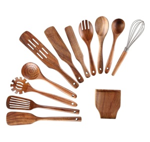 Louche à soupe couleur brun foncé avec poignée Ensemble d'ustensiles en bois faits à la main de qualité supérieure - Product Image 4