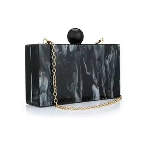 Women's Resin Clutch Bag with Modern Design Square <b>Purse</b> and Chain Decorations Hand Bags in All Colors for Special Occasions - Product Image 4