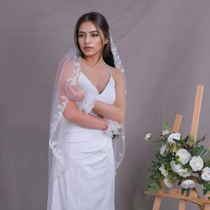 ผ้าคลุมเจ้าสาว Bridella BV201-WY1 สีไอวอรี่ ผ้าลูกไม้และตาข่าย พร้อมหวีติดผม ขอบลายสแกลลอป สวยสง่างาม สำหรับงานแต่งงานและงานเลี้ยงต่างๆ - Product Image 3