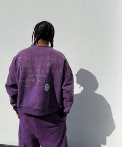 Chándales de algodón de peso pesado Vintage Oversized Graphic Print Streetwear Tallas grandes Camisetas para hombres - Product Image 2