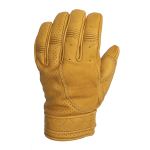 Golden Yellow Leather Short Classic Cruiser Motorbike Gloves Men Motorcycle Auto Racing Wear Genuine Leather Gloves For Men - Product Image 3