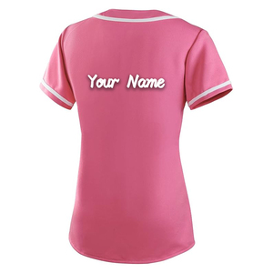Camisetas de béisbol rosas personalizadas de alta calidad para mujer, ropa deportiva transpirable con su logotipo personalizado y nombre de equipo - Product Image 4
