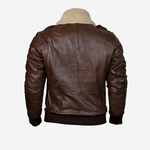 Elegante chaqueta de piel de oveja con logotipo frontal de tela de lona Características ecológicas y a prueba de viento Forro grueso Ajuste cómodo - Product Image 2