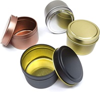 Groothandel Emboss Gouden Blikken Containers Eco-Vriendelijke Naadloze Op Maat Gemaakte Ronde Metalen Doos Blik Geurkaarsen Blikken Blikken