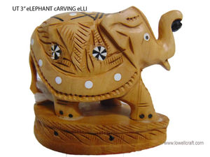 Statue d'éléphant en bois Kadam Figurine animale sculptée à la main pour la décoration intérieure, les cadeaux ou les objets de collection en bois indien traditionnel - Product Image 3