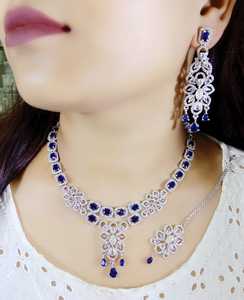 Ensemble collier réglable en laiton argenté avec diamants américains pour mariage, fiançailles et anniversaire, bijoux indiens pour fêtes - Product Image 4