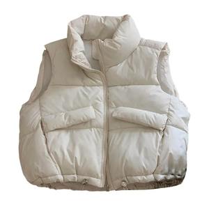 Femmes XL coton gilet réversible couleur unie col montant sans manches fermeture éclair doudoune hiver polaire imprimé poches - Product Image 3