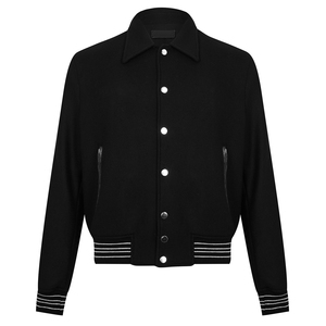 Vente entière personnalisée de haute qualité 100% polyester plaine blanc col montant veste universitaire pour hommes à manches longues veste personnalisée - Product Image 1