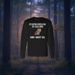 Camiseta de manga larga para amantes de las aves con estampado de My Eastern Screech-Owl Is Calling - Product Image 3