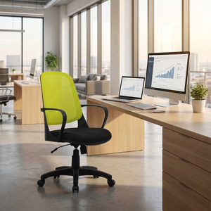 Washington Modern Ergonomic Executive Office <b>Chair</b> Black/Lemon Staff/Lift <b>Chair</b> Height Headrest Fabric PP Iron Material Handle - Product Image 2