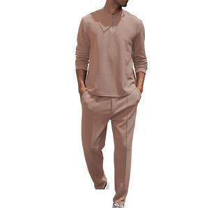 ชุดวอร์มสองชิ้นกางเกงมีโครงซิปครึ่งสีทึบระบายอากาศได้ดีชุดวิ่งกลางแจ้งลำลองฤดูร้อน - Product Image 5