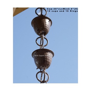 Powder Coated Thick Metal <b>Cup</b> Vintage Style Weather Resistant Wall Mount Rain Chain for Home Outdoor Garden Decor - Product Image 5