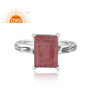 Dernières tendances Bague empilable en argent sterling oxydé, fraise, quartz, pierres précieuses, design beguette, fabricant de bijoux personnalisés - Product Image 3