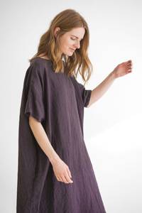 ชุดเดรสผ้าลินินพร้อมเข็มขัดหรูหราวินเทจเดรสผ้าลินินทรงหลวมเรียบง่ายสำหรับฤดูร้อน - Product Image 4