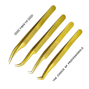 Pince à épiler d'extension de cils en fibre d'or pour les soins de beauté Pince à épiler d'extension de cils en fibre dorée - Product Image 4
