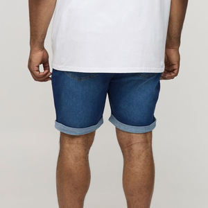 Pantalones cortos de mezclilla para hombre de algodón 100% al por mayor pantalones cortos de mezclilla azul lavado de hip hop con logotipo impreso personalizado - Product Image 5