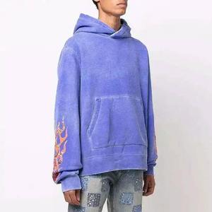 Custom High Quality Streetwear Hoodie Fleece Blank Vintage Double Layer Acid Wash Sun Faded Distressed Pockets Hoodies - Product Image 4