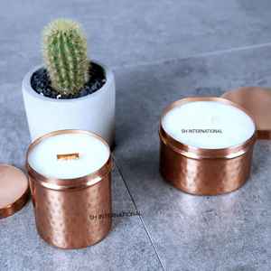 Pot en métal personnalisé à étiquette privée pour le moulage de bougies en cire de soja, décoration d'intérieur, pot à bougie vide en cuivre et en laiton à bas prix - Product Image 4