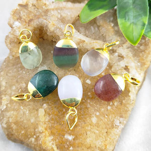 จี้ทองแดงทำด้วยมืออัญมณีธรรมชาติจี้14-18มม. ชุบทองด้วยไฟฟ้ารูปร่างผิดปกติสร้อยคอเครื่องประดับที่ไม่ซ้ำกันสำหรับเด็ก - Product Image 5