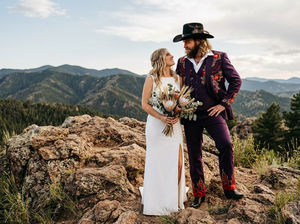 <b>Mens</b> <b>Green</b> Floral Embroidered Western Wedding Suit Cowboy Style Groom <b>Blazer</b> & Trouser Set - Product Image 2