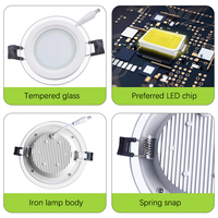 Plafonnier LED carré encastré ultra-plat en aluminium et verre, dimmable 6000K, 6-30W, pour maison et bureau