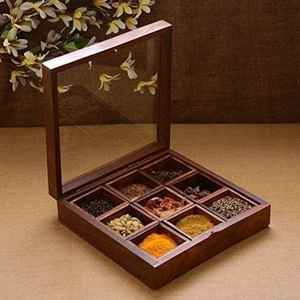 Caja de especias de madera con ventana transparente y soporte para cuchara para uso diario en la cocina y recargas fáciles a precio mayorista - Product Image 5