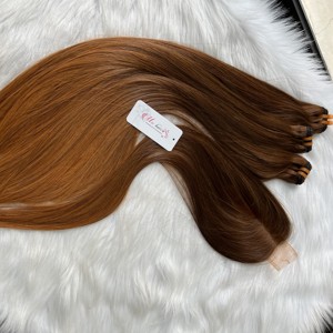 Extensions de cheveux orange raides d'os vietnamien vierge de haute qualité tissent des cuticules alignées pour des cheveux humains de haute qualité de couleur ombrée - Product Image 1