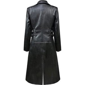 <b>Men</b> Designer Leather Trench Coat OEM Factory Supplier Wholesale Custom Made Hooded <b>Overcoat</b> <b>Winter</b> Fashion Outerwear Cotton - Product Image 5