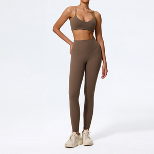 Conjunto de yoga para mujer Material sólido duradero con patrón a cuadros Gimnasio Fitness Ropa deportiva para entrenamiento y ropa de gimnasio - Product Image 1