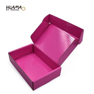 Boîte d'expédition en carton ondulé brillant, rouge, personnalisée, laminée et brillante, pour l'emballage de vêtements, de cadeaux, de cosmétiques et d'articles ménagers - Product Image 1